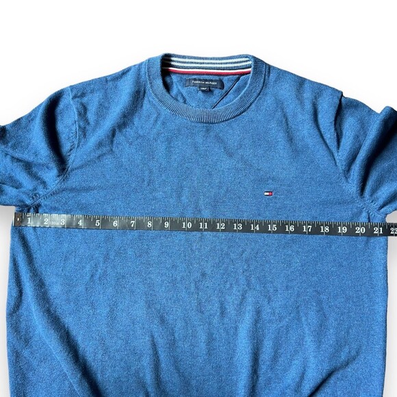 Lot of 3 Men's L Sweaters Stafford, Tommy Hilfiger, Izod Blue & Gray V-Neck Crew - Picture 4 of 16